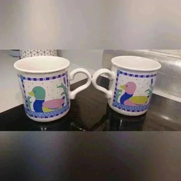 Vintage American Greetings Designers Collection Duck Coffee Tea Mug Cup Set of 2 - Picture 3 of 7